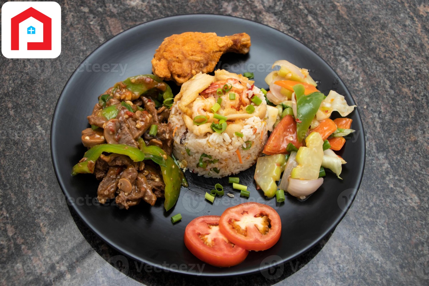 Fried Rice + BBQ Wings + Chinese Vegetables + Salad