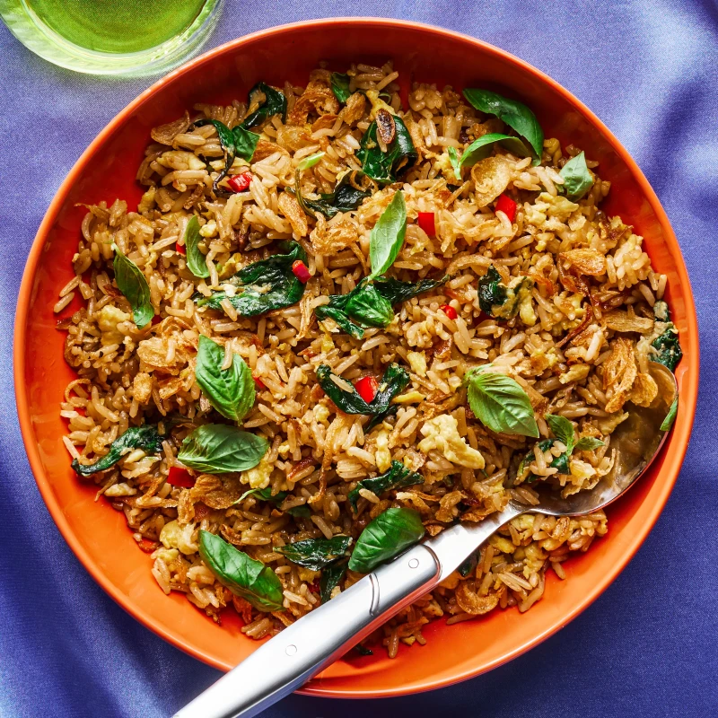Beef Basil Leaves Fried Rice