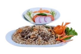 Special Mutton teheri, salad