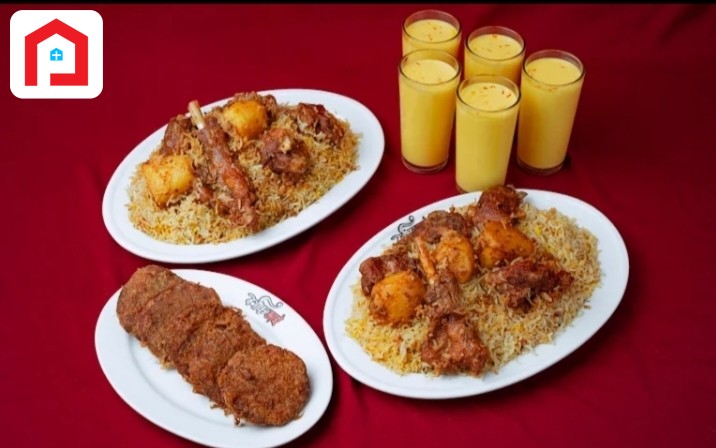 বাসমতি কাচ্ছি, মুরগির রোস্ট, বোরহানী জালি কাবাব