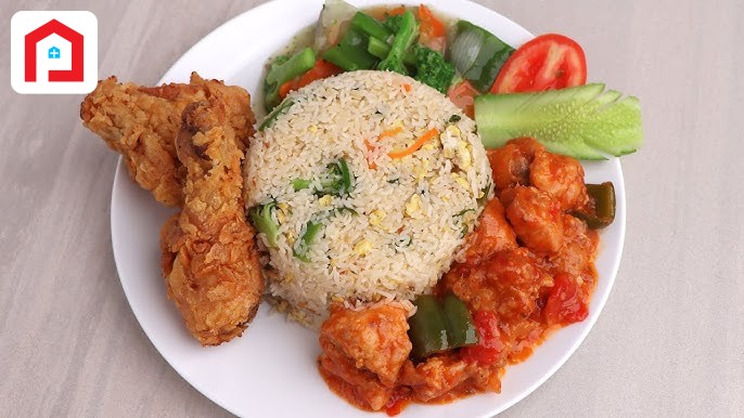 Fried Rice + Beef Masala + Chinese Vegetables + Salad